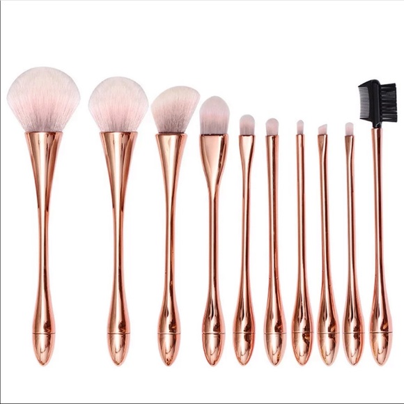 10 Piece Rose Gold Makeup Brush Set - Picture 6 of 8